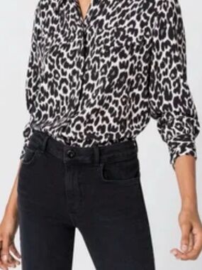 Jones New York Black and White Leopard Print Blouse